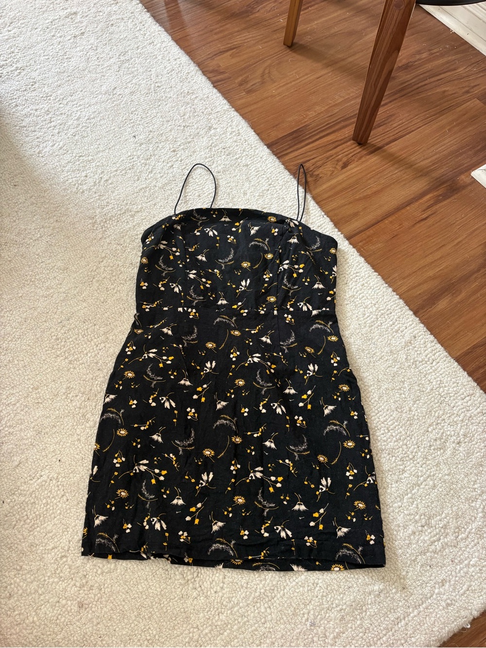 Urban outfitters Black Floral Spaghetti-Strap Mini Dress
